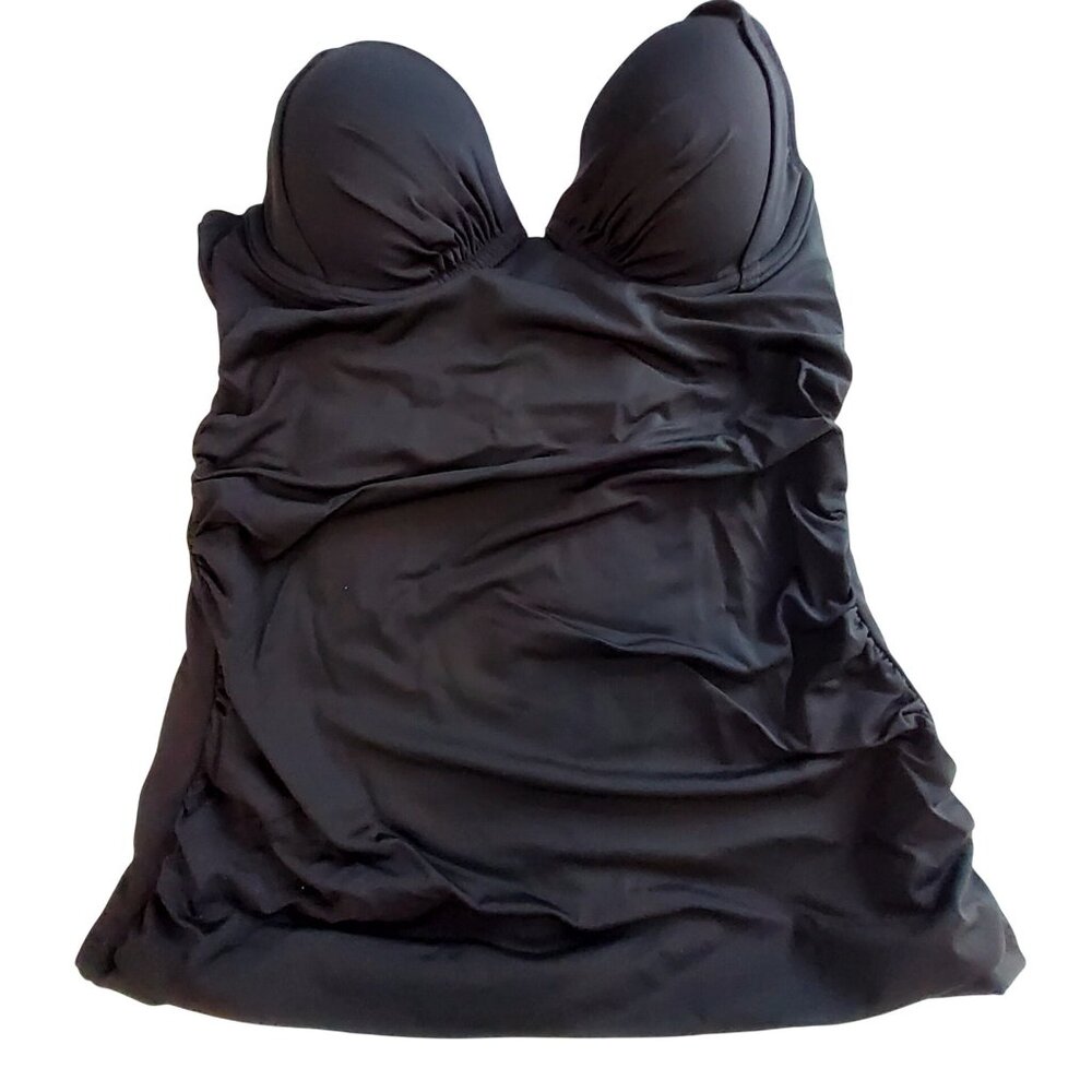 Tommy Bahama Black Pearl Underwire Full Coverage Tankini Swimsuit Top Size XS